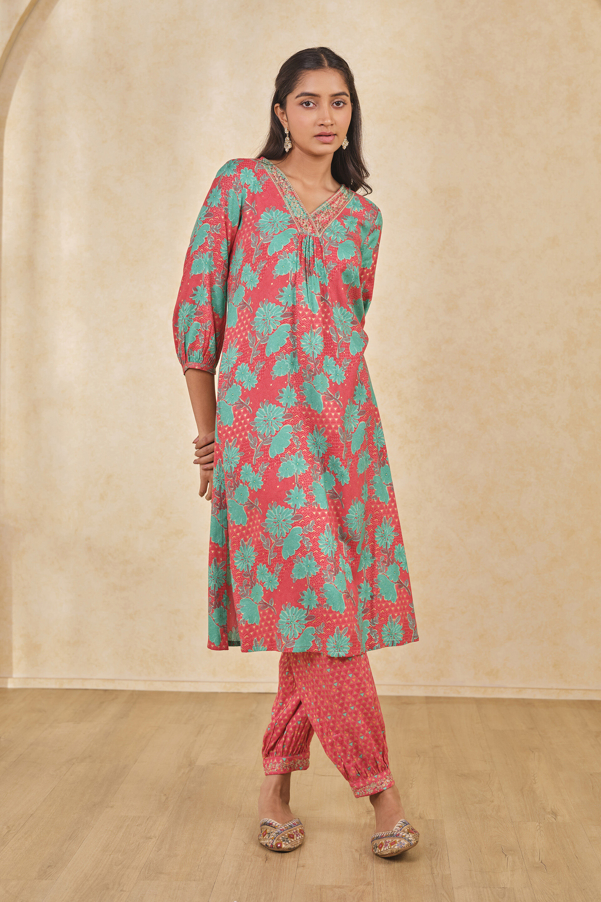 The Khushboo Kurta Set, Coral, image 5